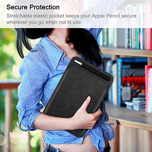 Sleeve with Pencil Holder for iPad Air 11 Inch, iPad Air 5th / 4th Gen 10.9, iPad Pro 11, Slim Fit Vegan Leather Protective Cover Carrying Case Bag, Also Fit iPad 10th Gen/iPad 10.2, Black