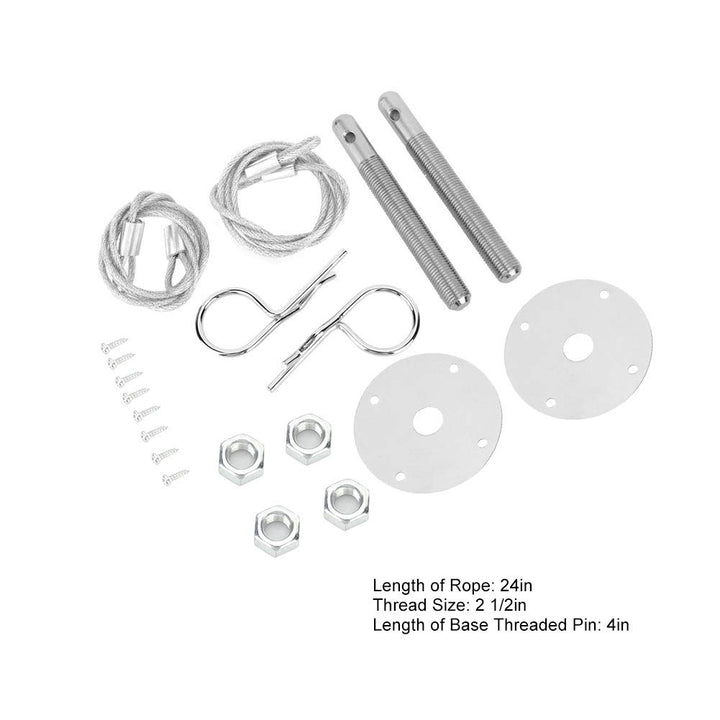 Hood Pin Plate Lock, Stainless Steel Engine Hood Pin Plate Bonnet Lock Clip Kit Car Modified Accessory
