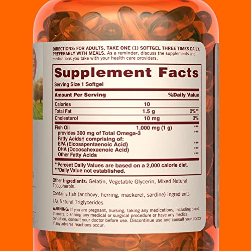 Sundown Fish Oil 1000 mg, Omega 3 Dietary Supplement, S