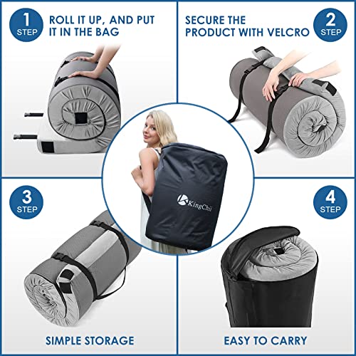 CertiPUR-US Memory Foam Camping Mattress, Portable Roll Up Travel Car Mattress Sleeping Pad &amp; Floor Mattress, Cot Mattress Guest Bed for Sleepover with Waterproof Cover &amp; Travel Bag