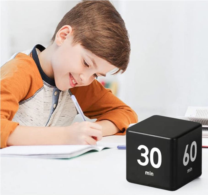 Cube Timer, Kitchen Timer Kids Timer for ADHD Productivity Workout Flip Timer Classroom for StudyTime Countdown Management Settings 15 20 30 60 Minutes, Black