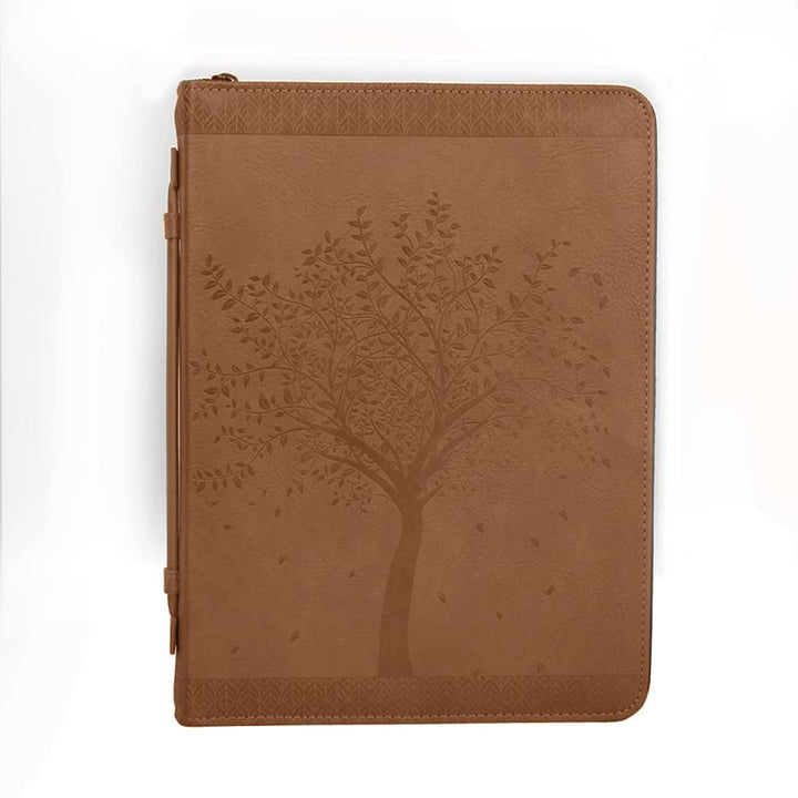 Bible Cover for Men Scripture Cover LDS Bible Case Holder Covers Book Carrier Organizer Jesus LDS Carrying Church Bibles Bag with Handles(Brown)