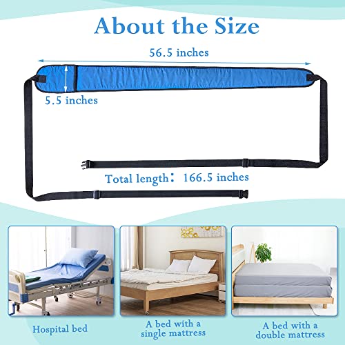 Medical Restraints for Bed Elderly Fall Prevention Devices Hospital Bed Restraints Dementia Patient Waist Control Belt Beds Guard Safety Belt for Seniors Beds Assistance Adjustable Roll Straps (Blue)