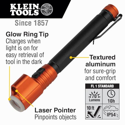 56026R Flashlight and Inspection Penlight with Class 3R Red Laser Pointer, Glow-in-Dark, LED, Great for Jobsite, Outdoor, Emergency