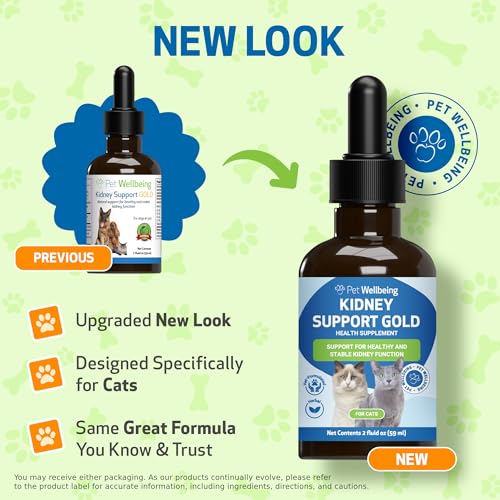 Kidney Support Gold for Cats - Supports Healthy Kidney Function, Fluid Balance, Energy Levels, Rehmannia, Dong Quai - Veterinarian-Formulated Herbal Supplement 2 oz (59 ml)