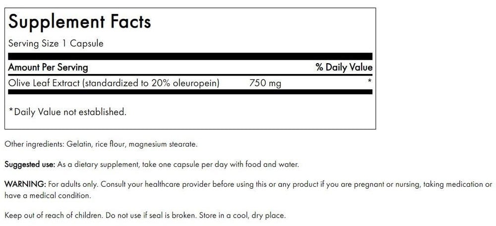 Swanson Olive Leaf Extract Capsules with 20% Oleuropein