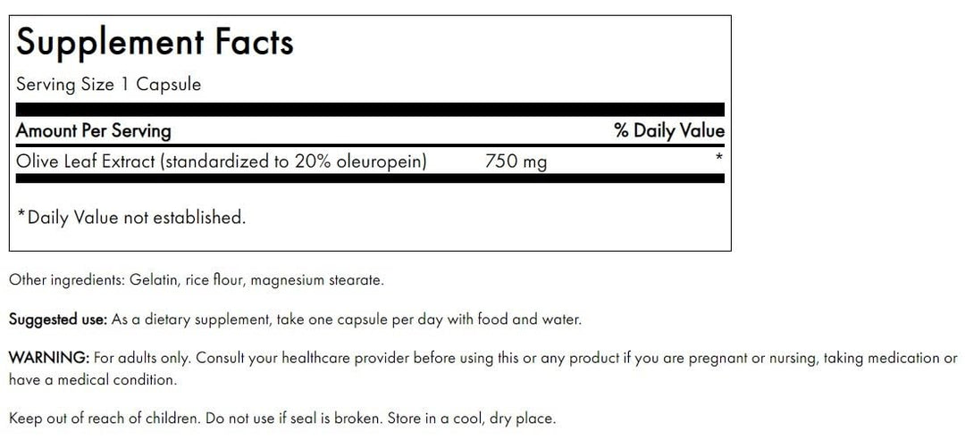 Swanson Olive Leaf Extract Capsules with 20% Oleuropein