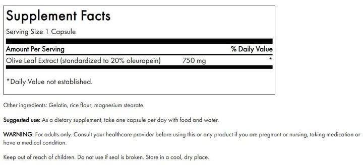 Swanson Olive Leaf Extract Capsules with 20% Oleuropein