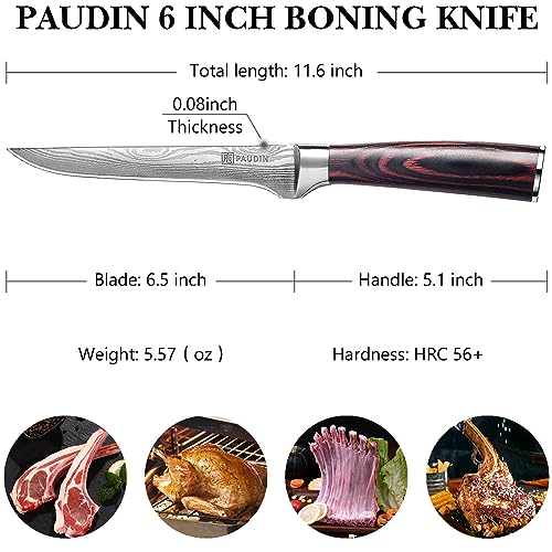 PAUDIN Boning Knife 6 Inch, Super Sharp Fillet Knife, G