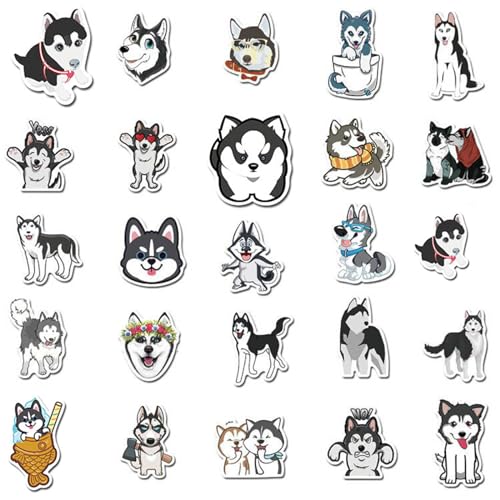 Cute Siberian Husky Dog Stickers (50 PCS) Funny Animal Stickers for Teens, Girls, Adults,Kids - Stickers for Waterbottles,Laptop,Phone,Hydro Flask - Waterproof Vinyl Sticker (Siberian Husky)