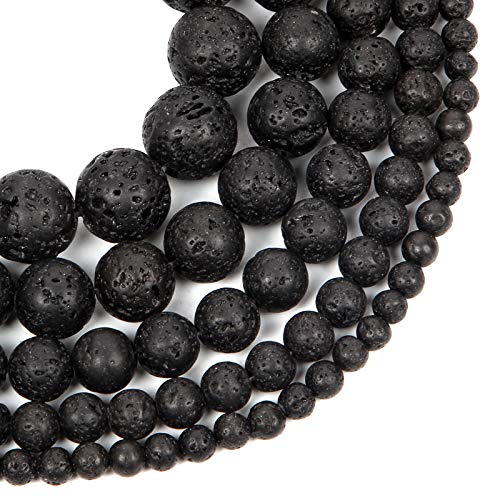 45pcs 8mm Volcanic Rock Black Lava Natural Stone Beads for Jewelry Making,Energy Stone Healing Power,Enjoy DIY Fun
