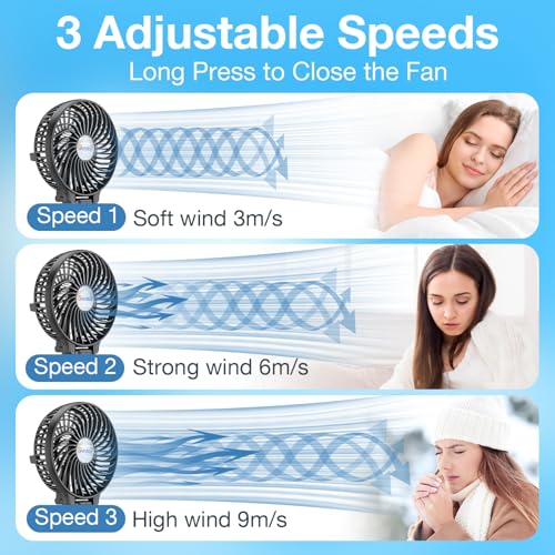 Mini Handheld Fan, USB Desk Fan, Small Personal Portable Table Fan with USB Rechargeable Battery Operated Cooling Folding Electric Fan for Travel Office Room Household Black