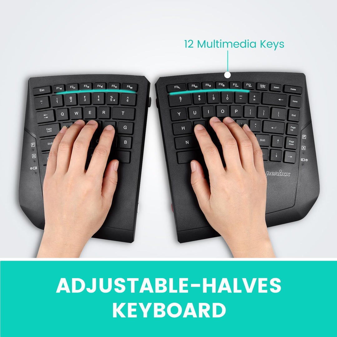 Perixx PERIBOARD-624B US, Wireless Ergonomic Split Keyb