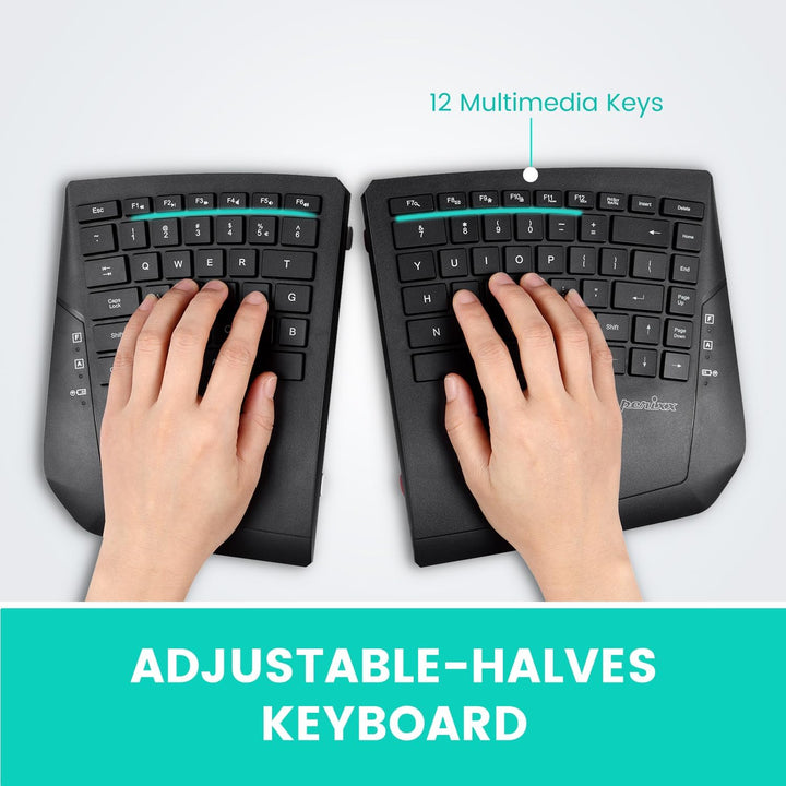 Perixx PERIBOARD-624B US, Wireless Ergonomic Split Keyb