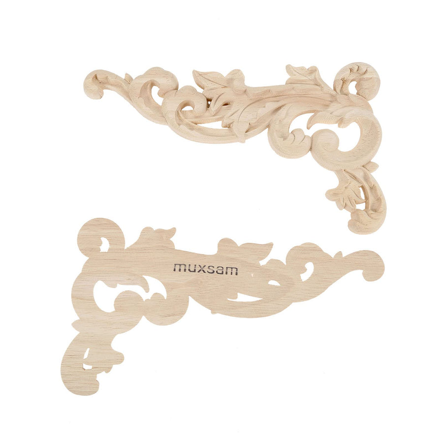 MUXSAM Wood Carved Appliques Onlays, 1-Pair Unpainted W