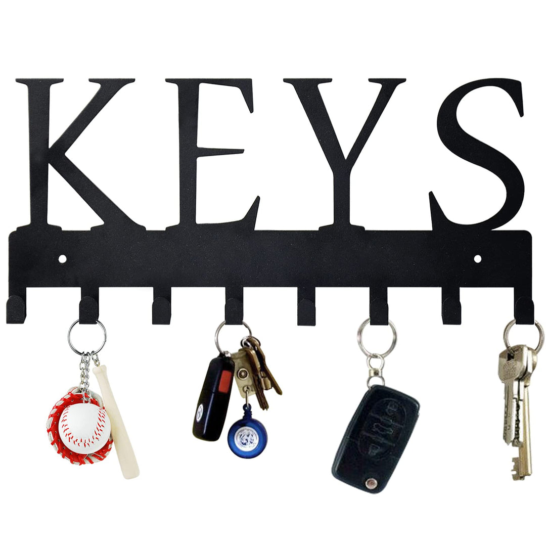 Metal Key Hanger Wall Mount, Key Holder Wall Mounted Key Hooks Organizer Key Hanger Rack Wall Mounted for Home, Entryway, Hallway, Office, Matte Black,11.4&#39;&#39;4.9&#39;&#39;0.6&#39;&#39;