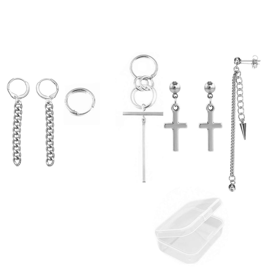 Earrings 7 Pieces Kpop Bangtan Boy Album Jimin Chain Drop Earrings Korean Fashion Jewelry with Transparent Box