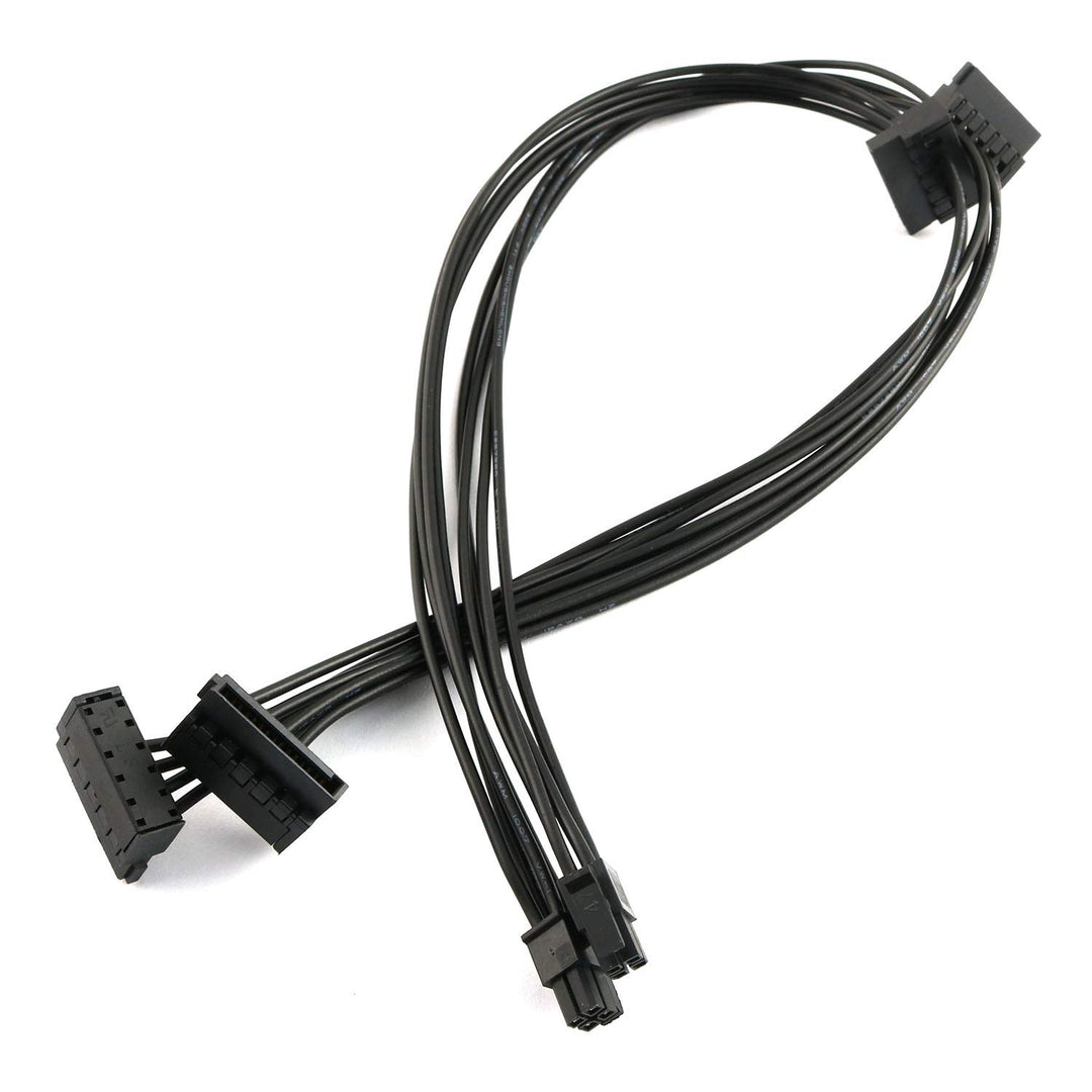 2pcs Black Motherboard ATX Mini 4 Pin to 2X Right-Angle 15 Pin SATA Hard Drive HDD Power Supply Adapter Cable 18AWG 19.7 Inch for Lenovo