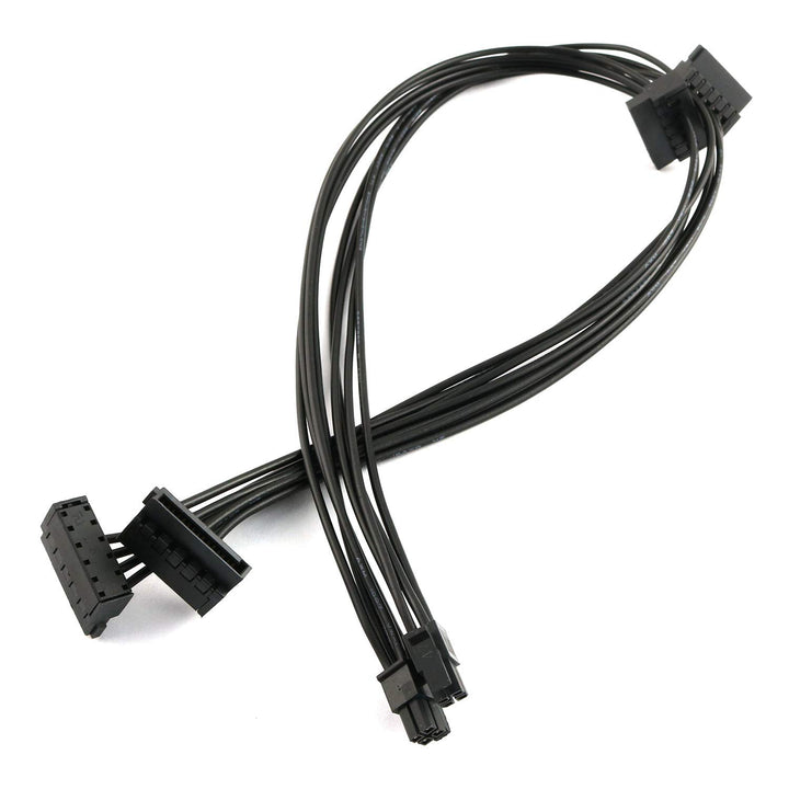 2pcs Black Motherboard ATX Mini 4 Pin to 2X Right-Angle 15 Pin SATA Hard Drive HDD Power Supply Adapter Cable 18AWG 19.7 Inch for Lenovo