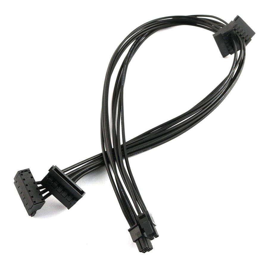 2pcs Black Motherboard ATX Mini 4 Pin to 2X Right-Angle 15 Pin SATA Hard Drive HDD Power Supply Adapter Cable 18AWG 19.7 Inch for Lenovo