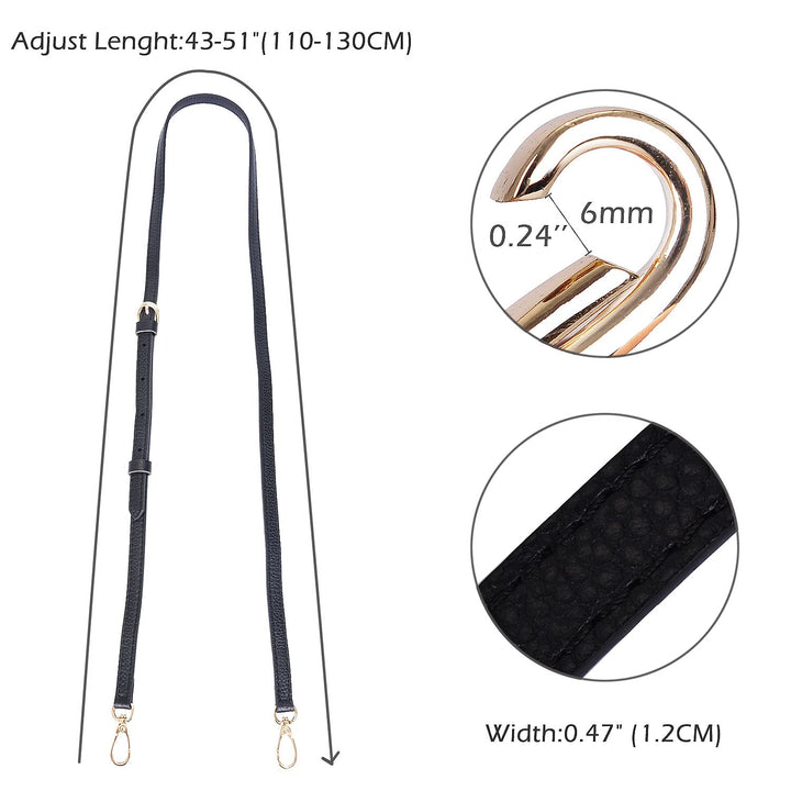 Purse Strap,Genuine Leather Purse Straps Replacement for Cross Body Bag HandBags(Black-Gold Hardware)