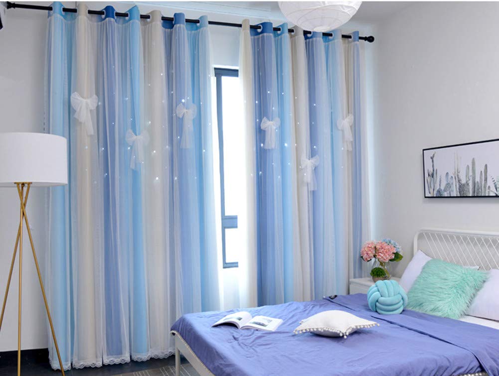 YANCORP Room Darkening LightBlocking Blue Beige Curtain