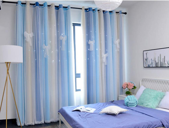 YANCORP Room Darkening LightBlocking Blue Beige Curtain