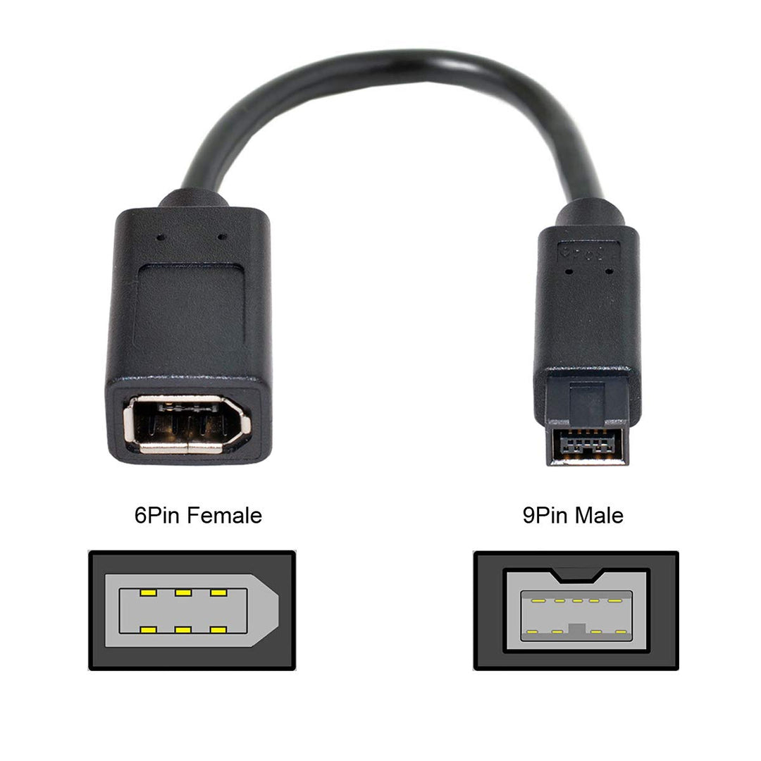 cablecc IEEE 1394 6Pin Female to 1394b 9Pin Male Firewi