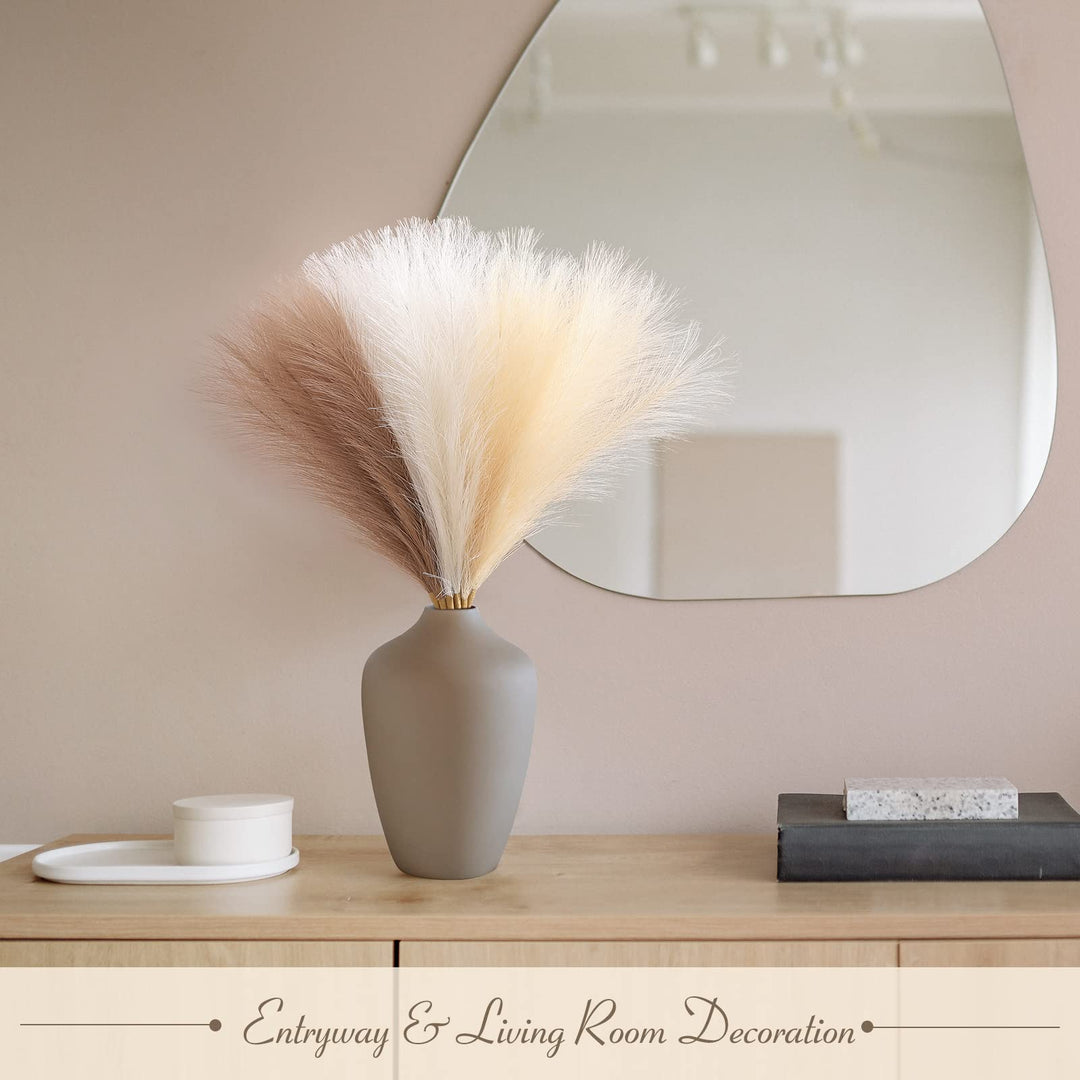 Pampas Grass Decor 17.7 Inch 6pcs Boho Decor, Faux Pampas Grass Living Room Party Home Decor, Natural Small Artificial Pampas Grass Vase Filler Centerpieces Arch Decor