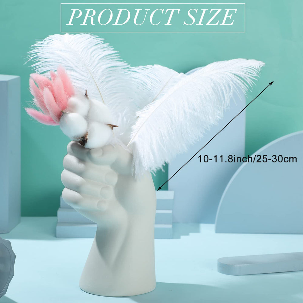 48 Pcs Natural Ostrich Feathers 10-12 Inch (25-30 cm) Large Feathers for Crafts Feather Centerpieces for Tables Feather Plume for Vases Wedding Party Tree Decorations (White)