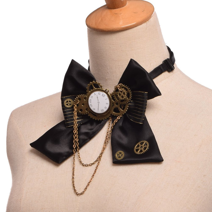 Blessume Steampunk Bowtie Gears, Black, One size