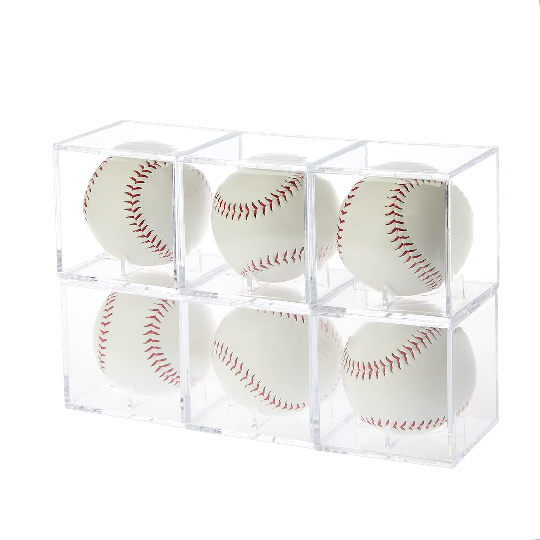 Stackable Baseball Display Case, Acrylic Cube Memorabilia Display Storage Box, UV Protected Baseball Holder for Ball Display - Fits Official Size Ball (2)