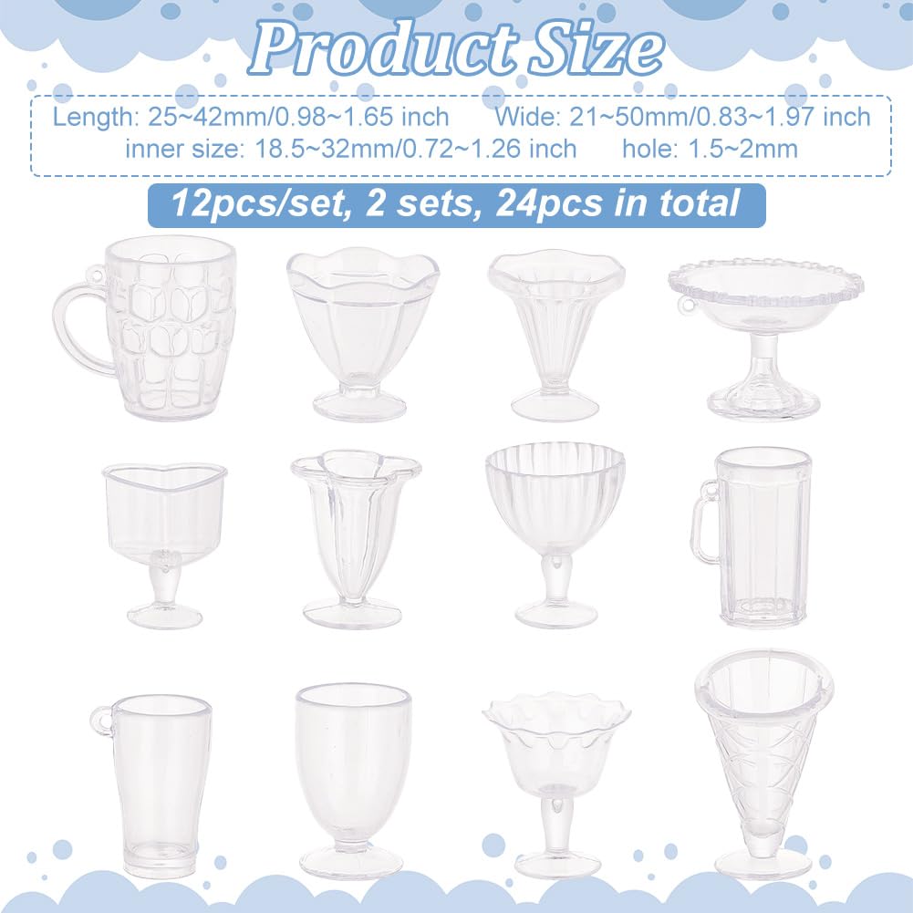 OLYCRAFT 24PCS Mini Cups Keychain Kit Epoxy Resin Casti