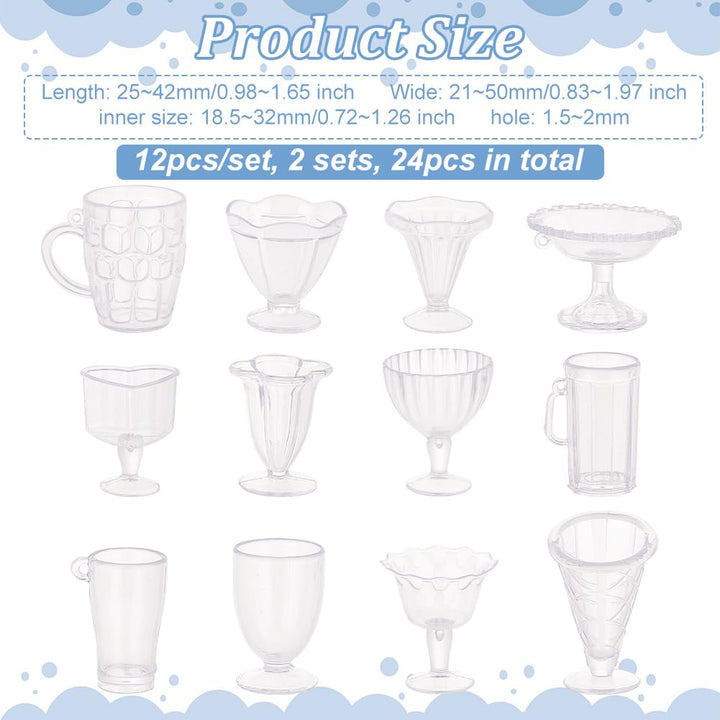 OLYCRAFT 24PCS Mini Cups Keychain Kit Epoxy Resin Casti