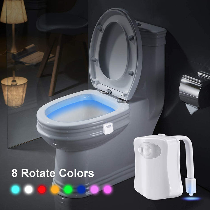 Toilet Night Light, Toilet Light with Motion Sensor LED 8 Colors Changing Toilet Bowl Light Bathroom Night Light for Washroom Cool Fun Gadgets Elderly Parents gift Ideas, Fits Any Toilet