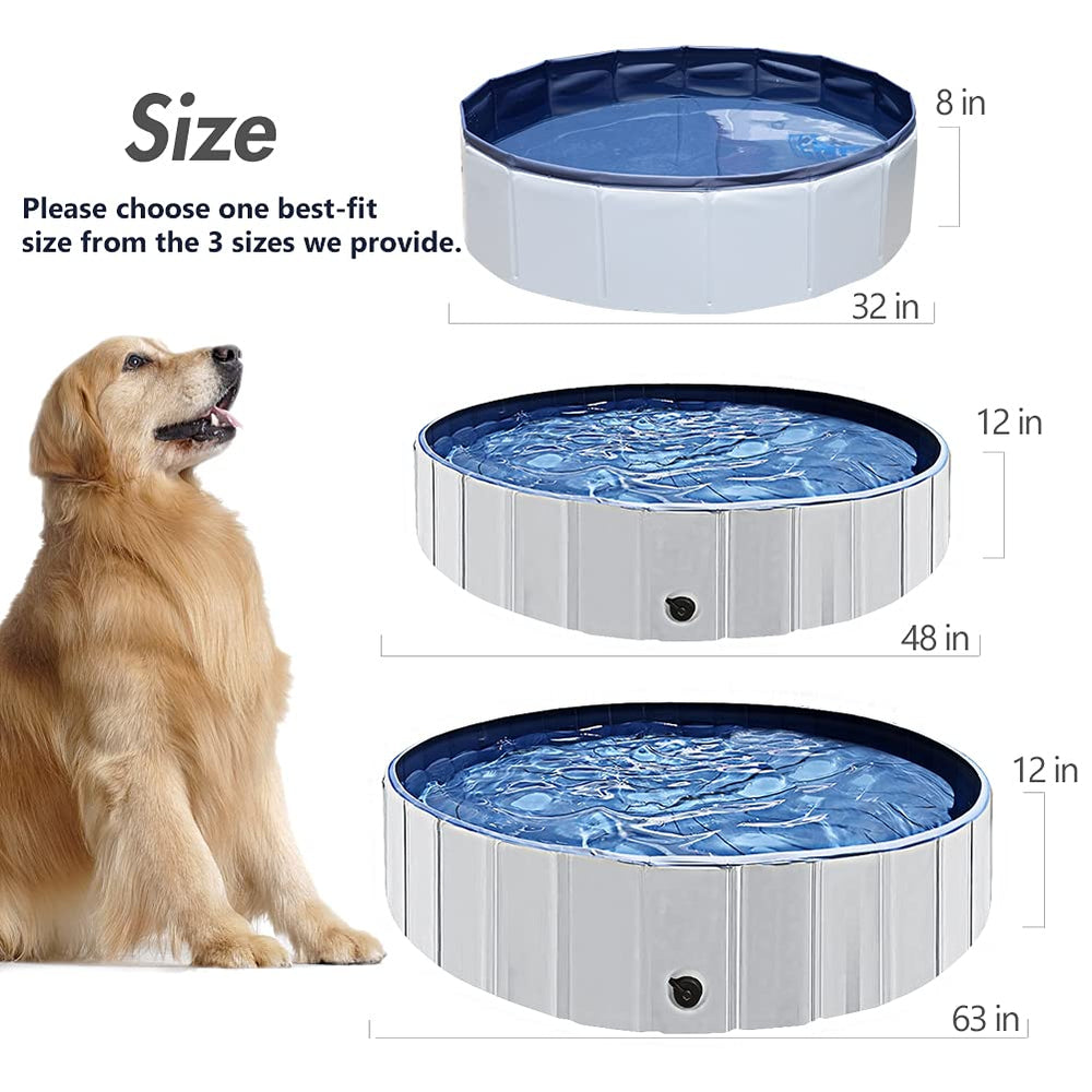 63x 12 Foldable Dog Pools for Large Dogs, Kids Swimming Pool with Hard Plastic, Wading Pools Bathing Tube for Backyard