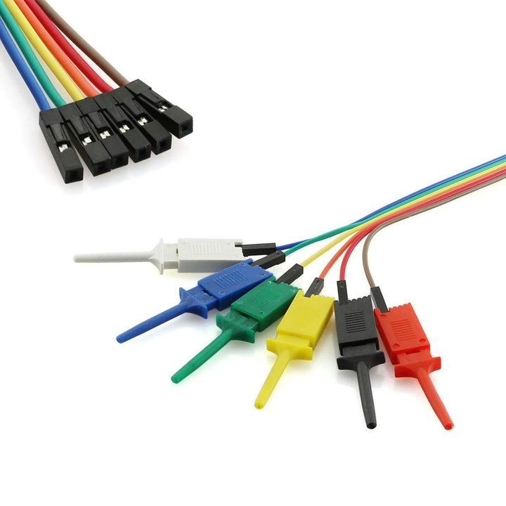 Magic&amp;shell 6P 6 Color Test Probe Hook Flat Mini Grabber Logic Analyzer Testing Accessories SMD IC Test Hook Clip Jumper 300mm