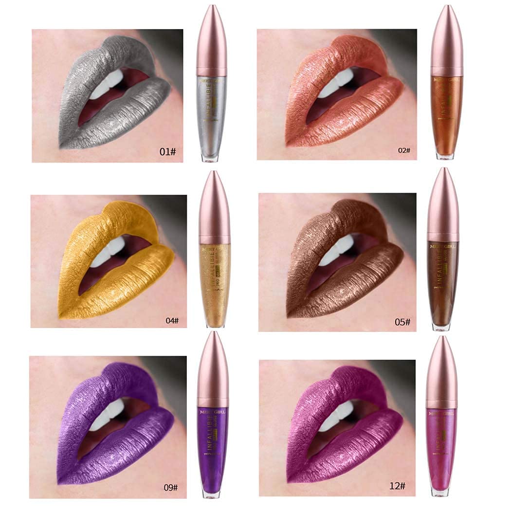Kilshye Matte Lipstick Metallic Liquid Lipsticks Glitter Lipgloss Velvet Gothic Lipglaze Pigmented Lip Beauty Makeup for Women and Girls Pack of 1 (Gold 4)