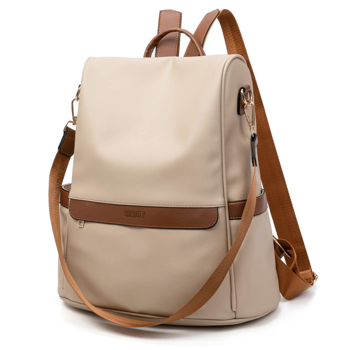 Women Backpack Purse PU Leather Anti-theft Casual Shoulder Bag Fashion Ladies Satchel Bags(Beige/Brown Large)