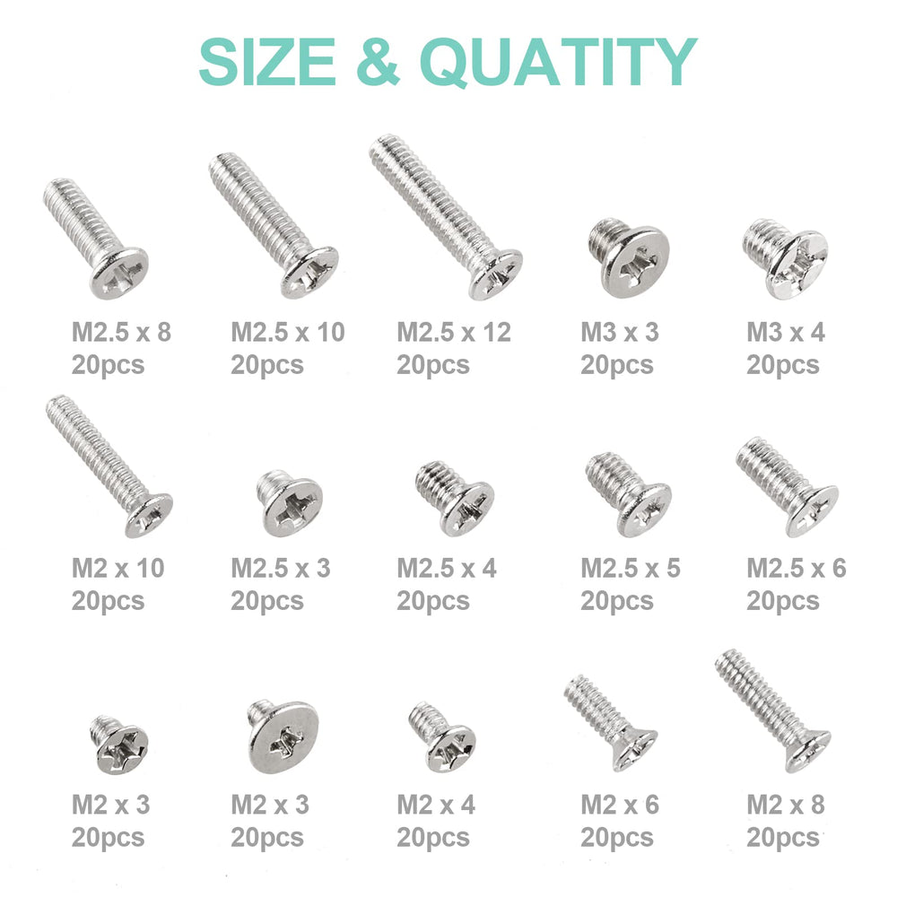 QTEATAK 300Pcs Silver Laptop Notebook Computer Replacem