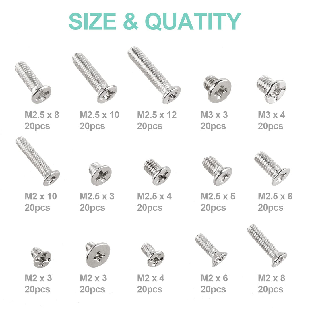 QTEATAK 300Pcs Silver Laptop Notebook Computer Replacem