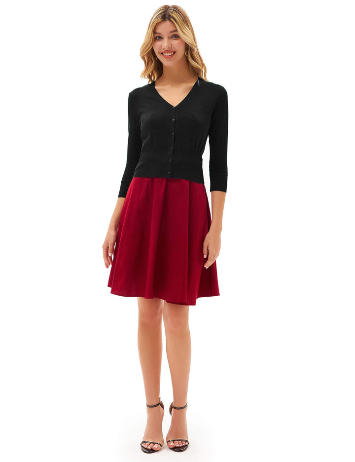 GRACE KARIN Women&#39;s Cropped Cardigan 3/4 Sleeve