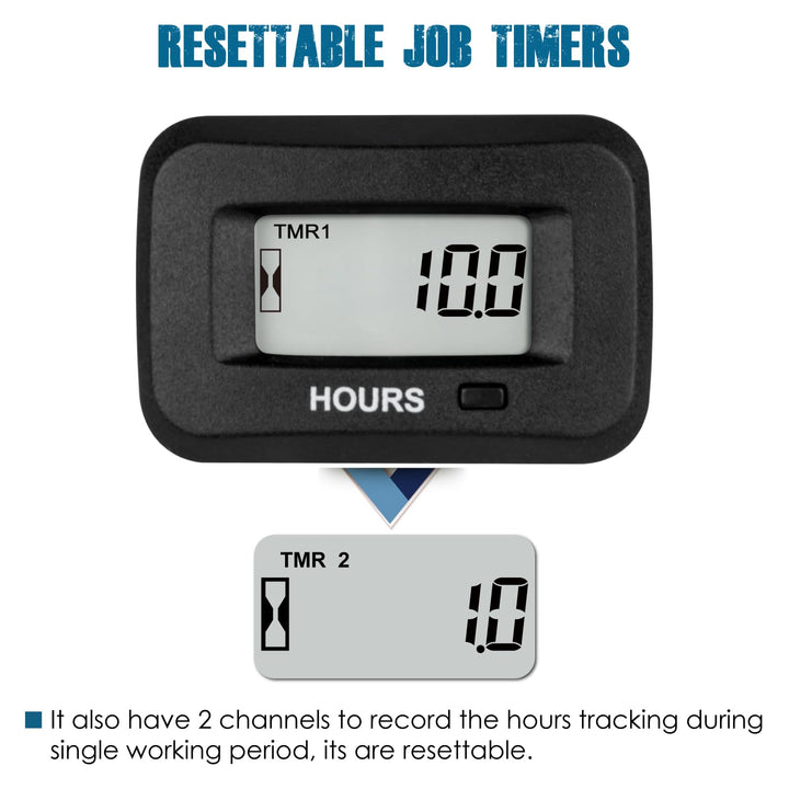 Digital LCD Hour Meter,AC/DC 5V to 277V for Lawn Mower Generator Motorcycle Golf Cart Forklift Scrubber Machine etc.