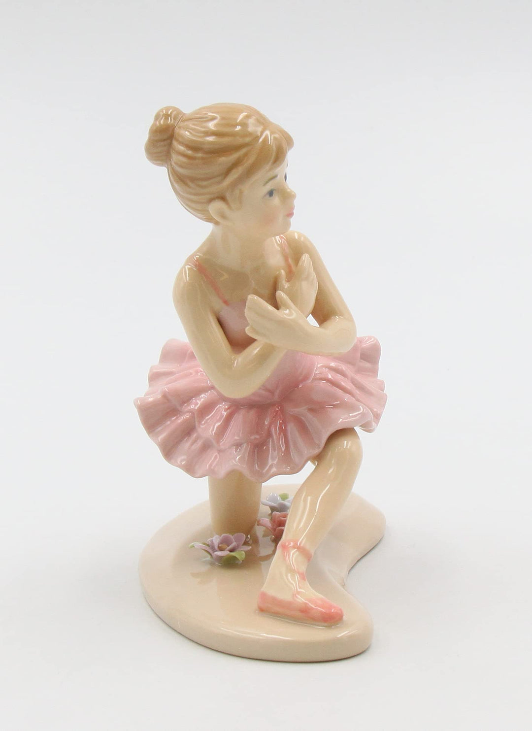 20863 Ballerina in Pink with Knee Down Ceramic Figurine, 4-1/2-Inch