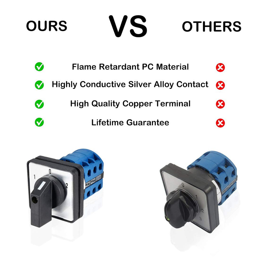 Changeover Switch LW28-20 3 Positions 12 Terminals Universal Rotary Cam Selector Latching Switches 550V 20A
