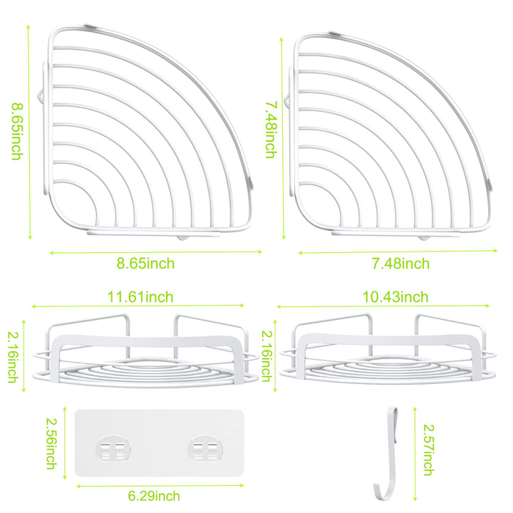 STEUGO 2-Pack Corner Shower with 4 Hooks Adhesive, Bath