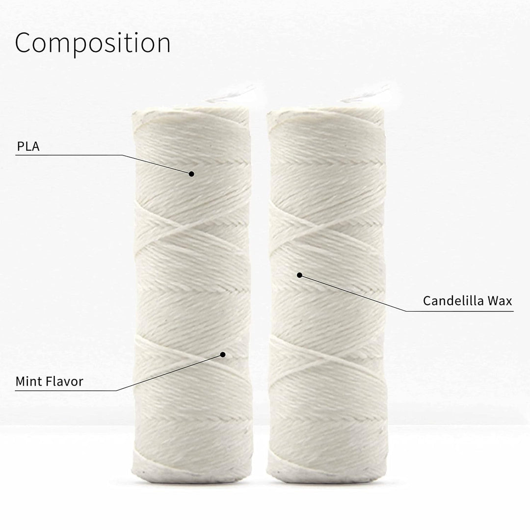 Vegan Refill Dental Floss | Refillable Tooth Floss | Candelilla Wax | Plastic Free Dental Tape | Zero Waste Floss | Eco Floss | Mint | 2 x 55 Yards | Bambaw