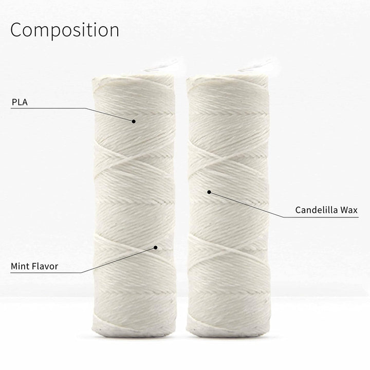 Vegan Refill Dental Floss | Refillable Tooth Floss | Candelilla Wax | Plastic Free Dental Tape | Zero Waste Floss | Eco Floss | Mint | 2 x 55 Yards | Bambaw