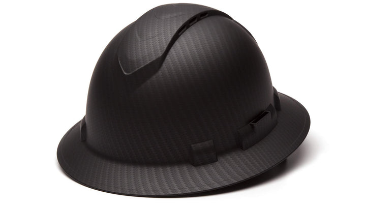 Pyramex Full Brim Hard Hat 4 Point Ratchet Vented Matte Black Graphite Pattern