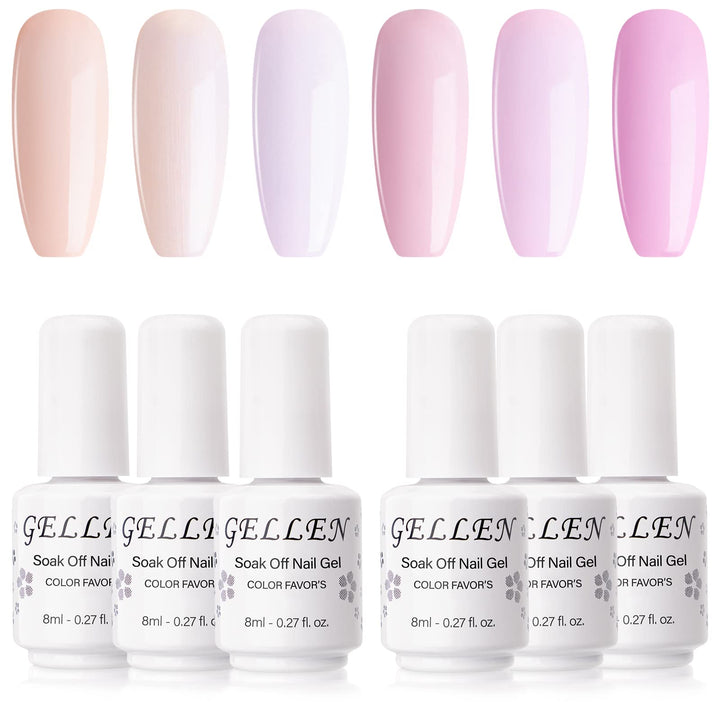 Gel Nail Polish Set, Mint Color Sky Series 6 Colors Gel Polish - Fresh Blue White Mint Silver Tone, Soak Off Nail Art Gel Manicure Kit